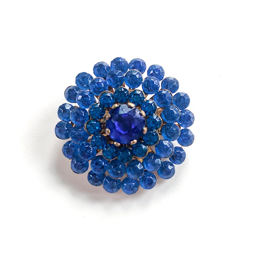 Vintage 1950s Blue Rhinestone Sapphire Starlight Brooch